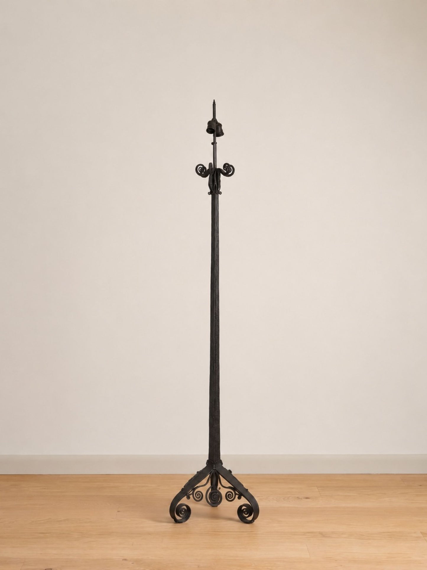 French Hand Hammered Iron Floor Lamp, c. 1930