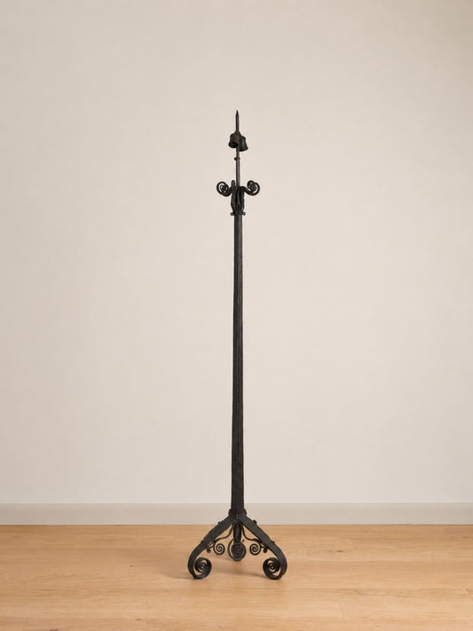 French Hand Hammered Iron Floor Lamp, c. 1930