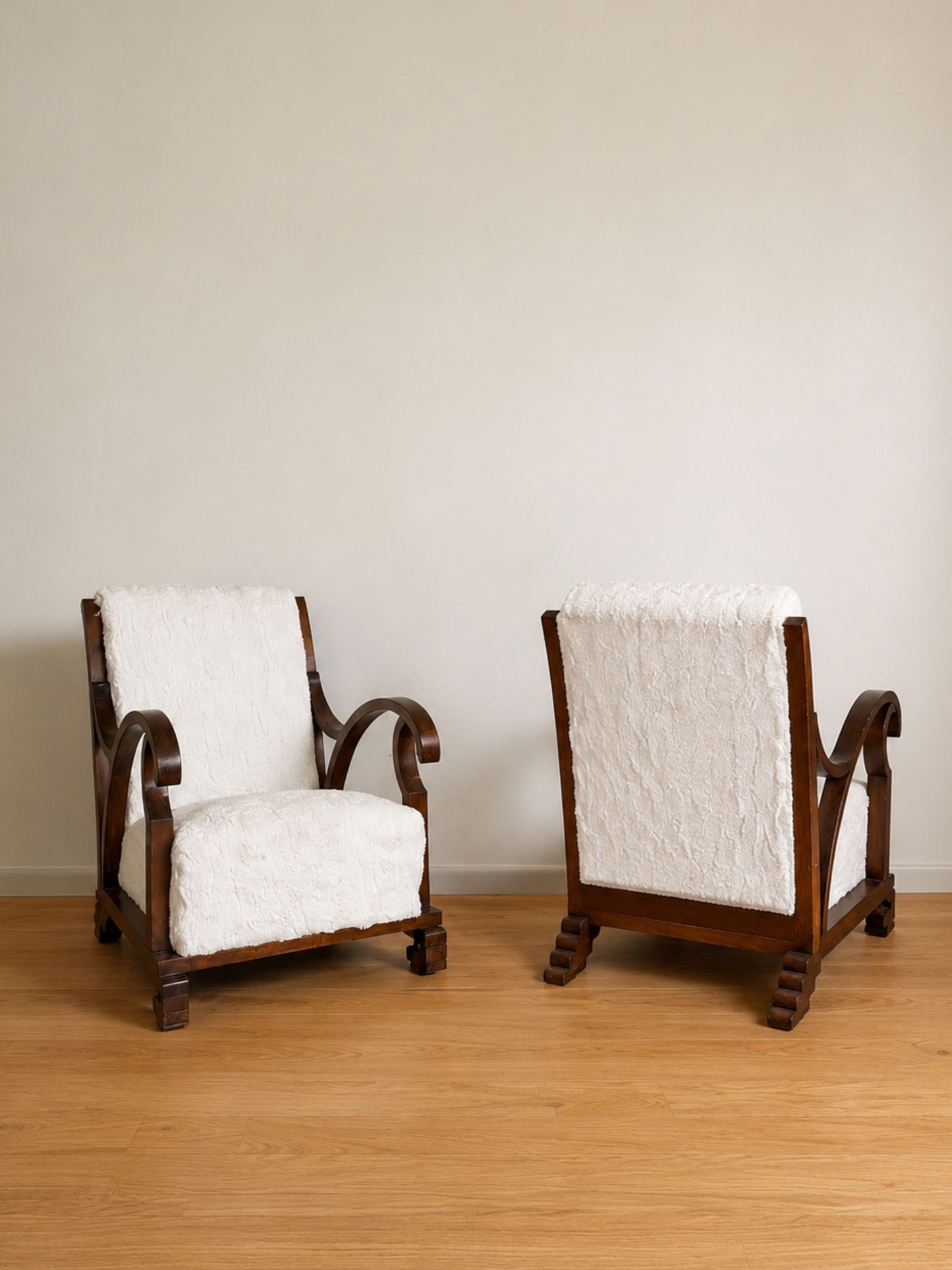 Pair of Vintage Art Deco Shearling Armchairs