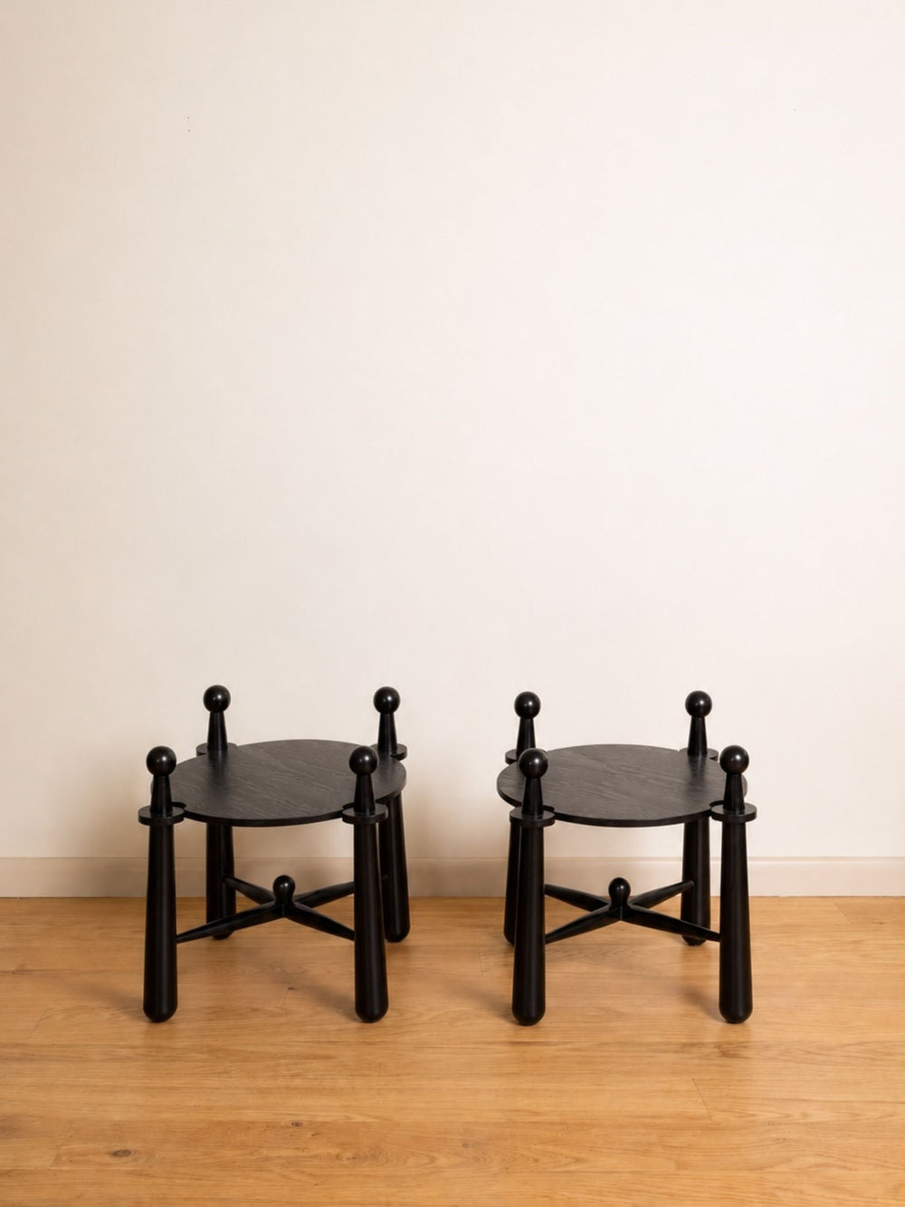 Pair of Ebonized Oak End Tables