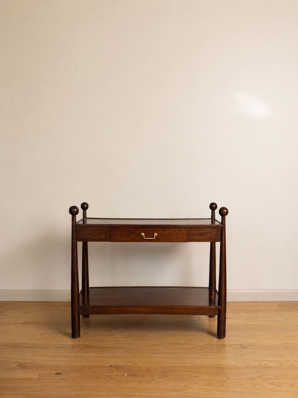 Walnut Console Table with Single Drawer