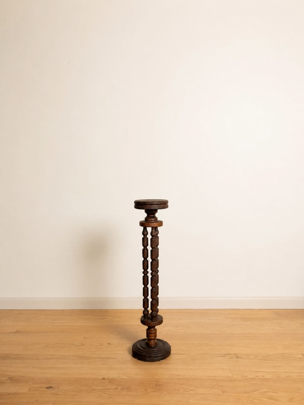 Vintage Turned Wood Pedestal Stand