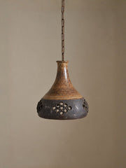 Vintage Danish Brutalist Ceramic Pendant Light, Tall Neck Form