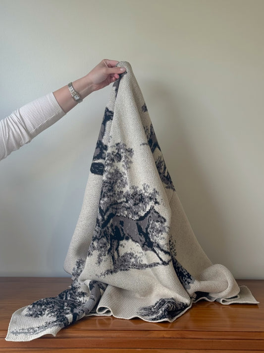 Equestrian Toile Throw Blanket