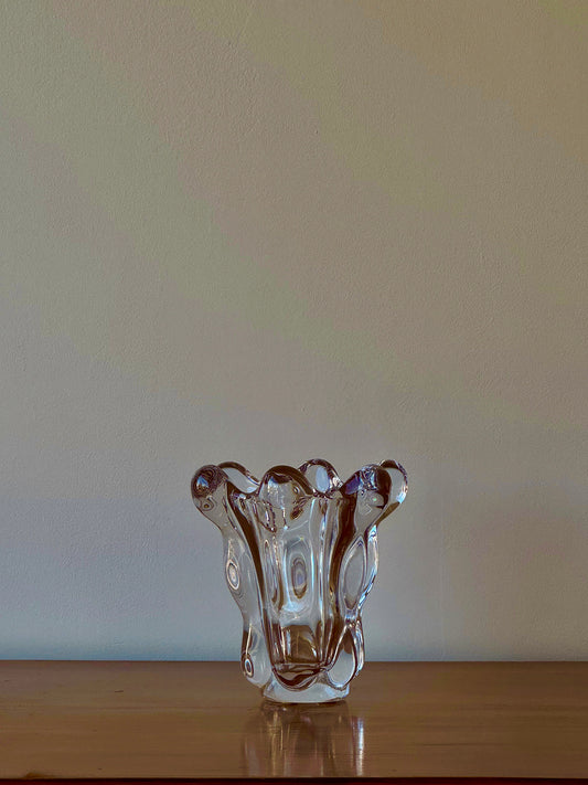 Vintage Art Vannes Le Chatel Abstract French Crystal Vase