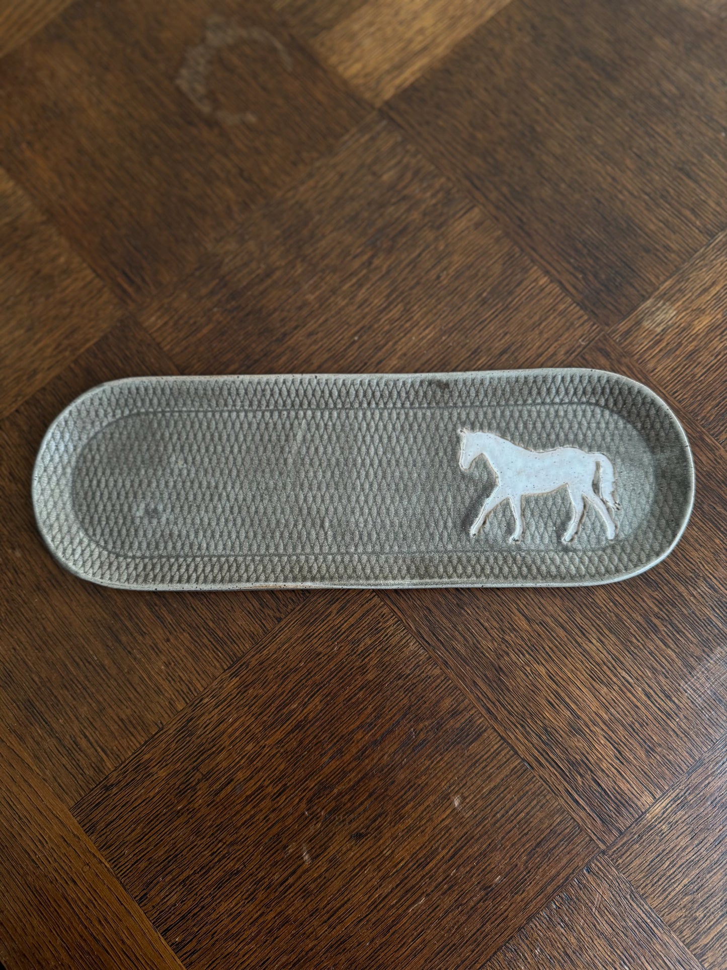 White Horse Pattern Handmade in Ohio Ceramic Platter