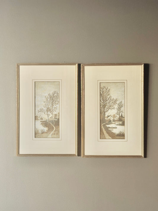 Pair of Vintage Framed Needlepoint Art