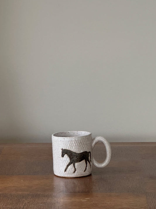 Brown Horse Design Handmade in Ohio, Ceramic White 10 oz Mug