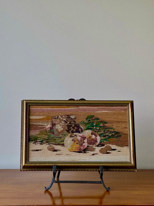 Vintage Czech Needlepoint Still Life