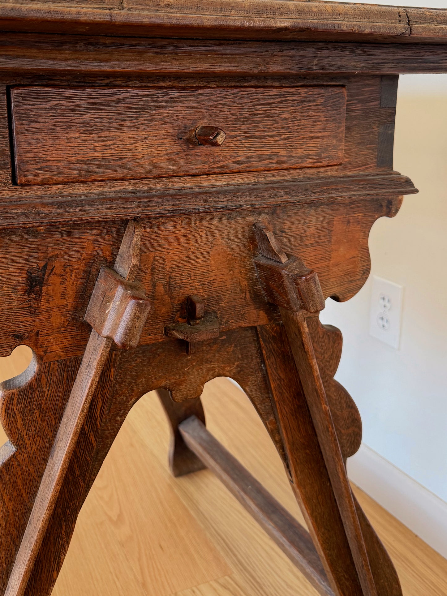 French Oak Transaction Table with Two Drawers, c. 1800
