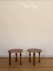 Pair of Burlwood Drinks Tables with Turned Legs