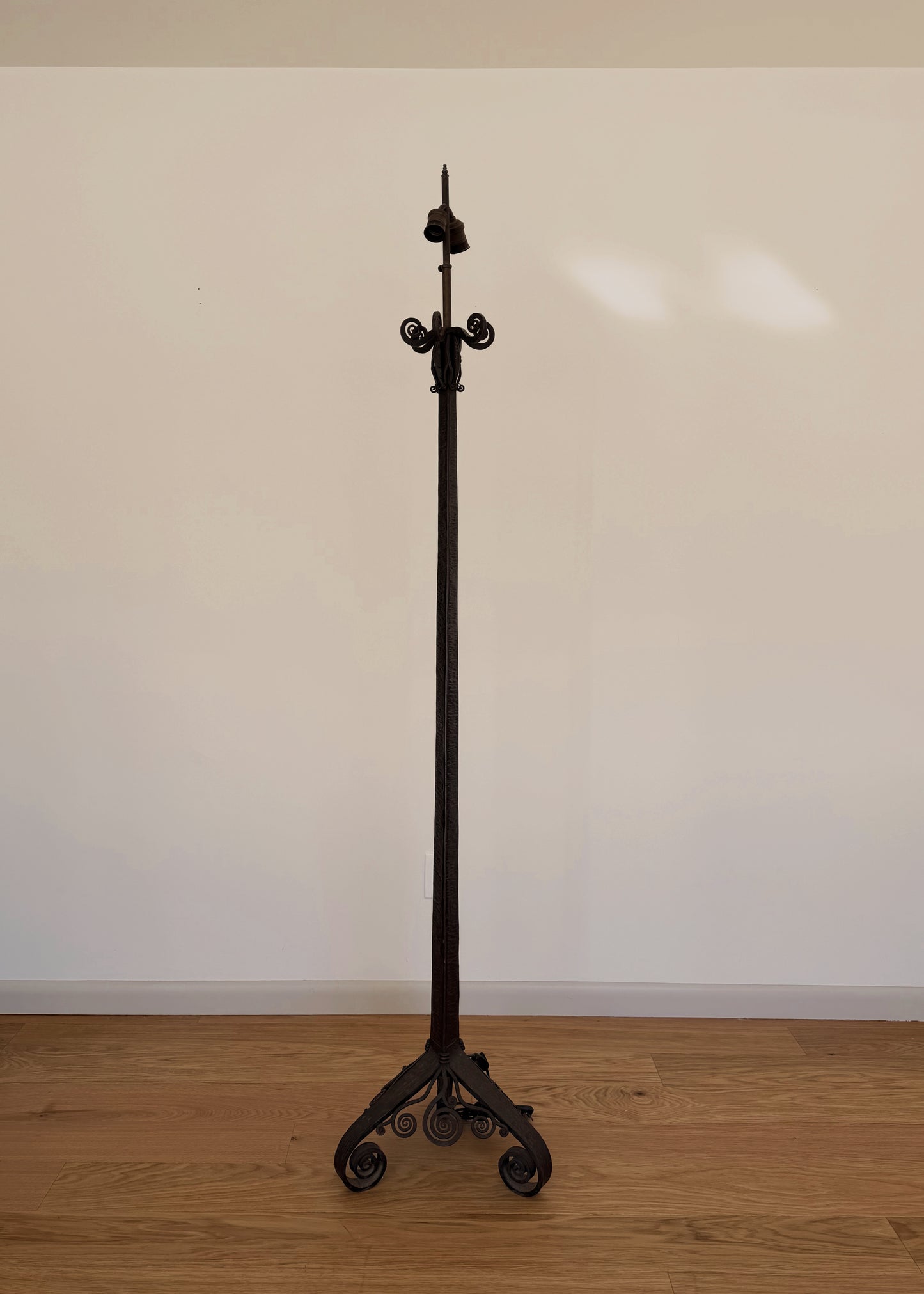 French Hand Hammered Iron Floor Lamp, c. 1930