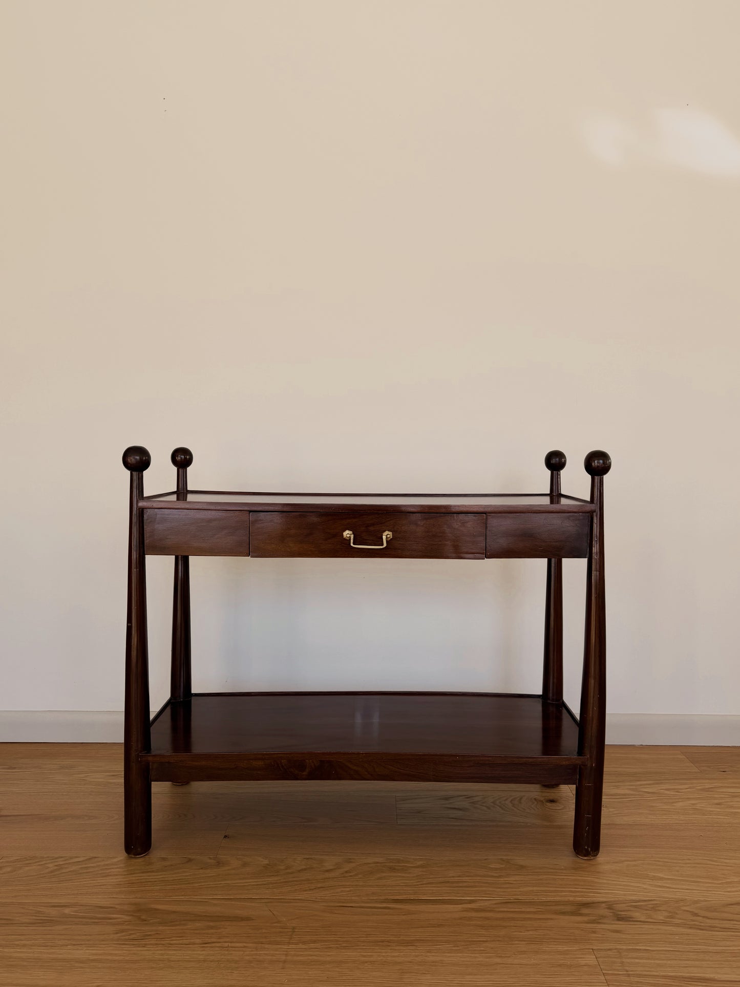 Walnut Console Table with Single Drawer