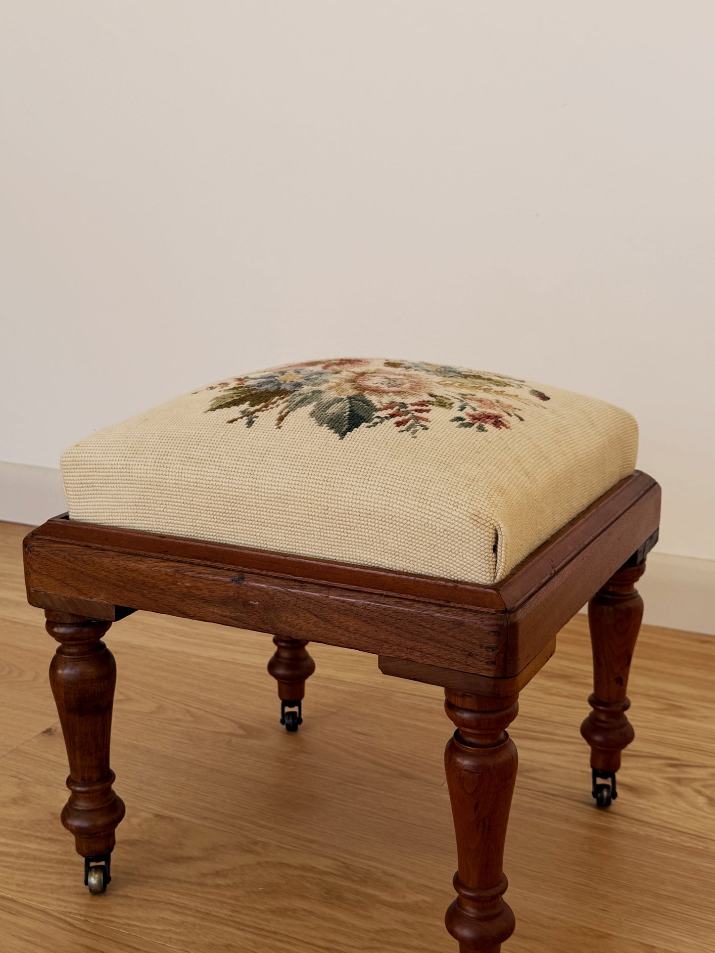Needlepoint Upholstered Stool