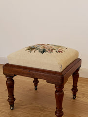 Needlepoint Upholstered Stool