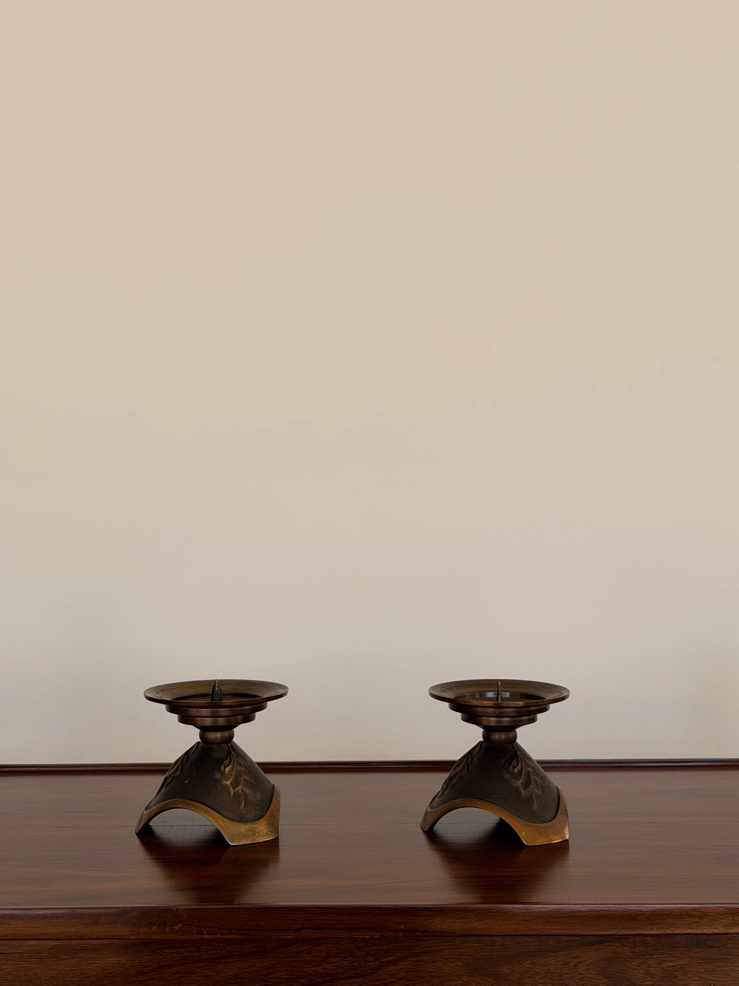 Pair of Aedel Malm Danish Bronze Candle Holders c. 1970s