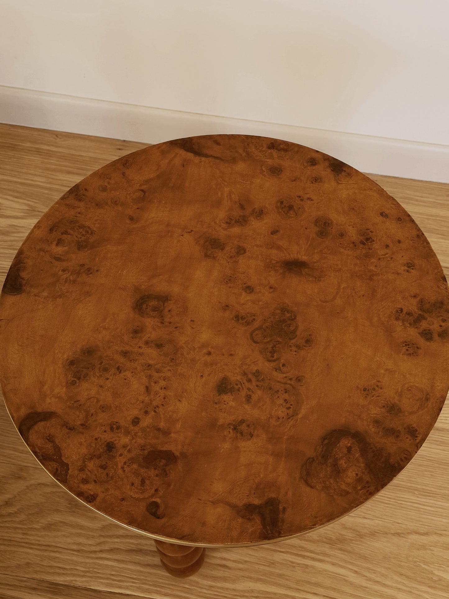 Pair of Burlwood Drinks Tables with Turned Legs