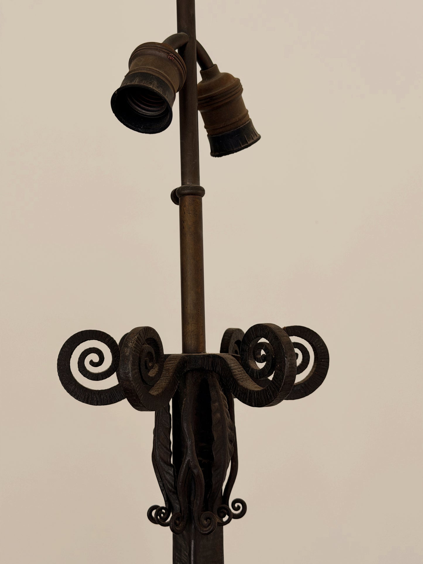 French Hand Hammered Iron Floor Lamp, c. 1930