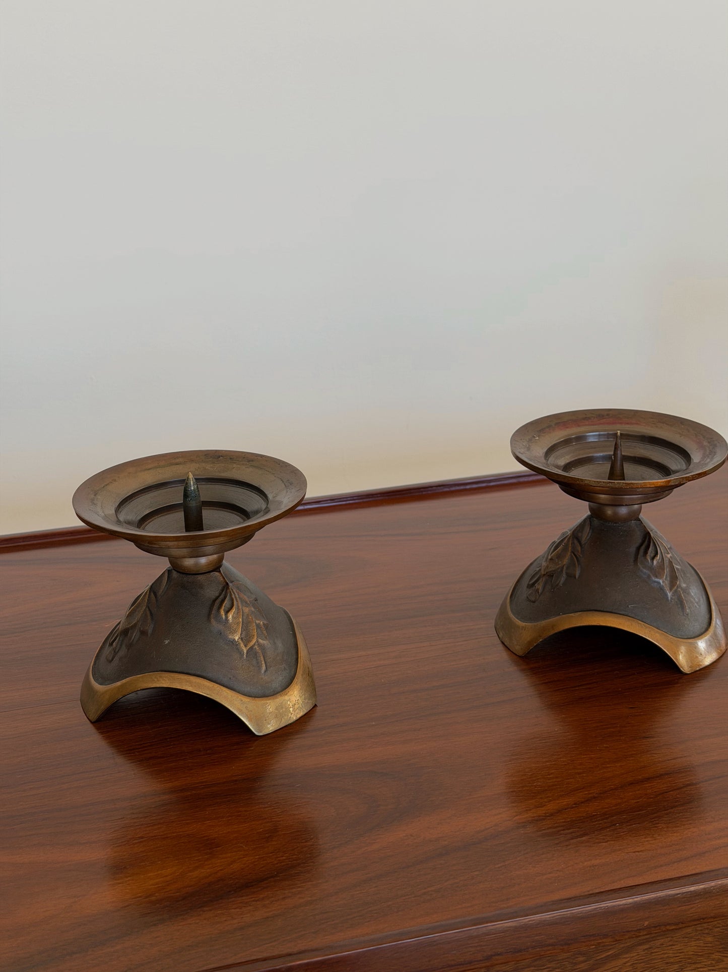 Pair of Aedel Malm Danish Bronze Candle Holders c. 1970s