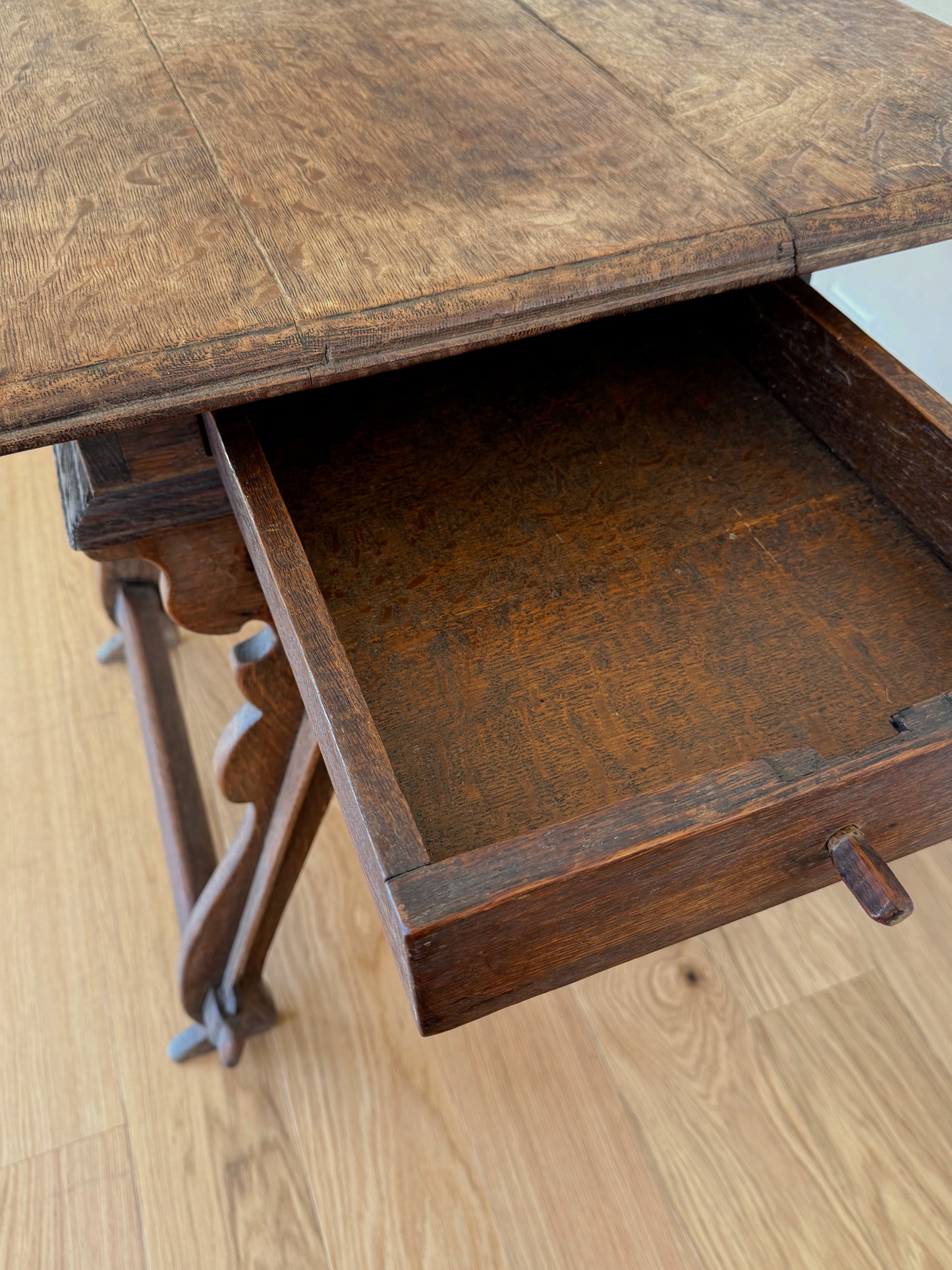 French Oak Transaction Table with Two Drawers, c. 1800