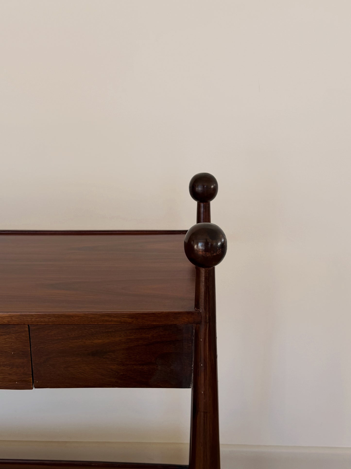 Walnut Console Table with Single Drawer