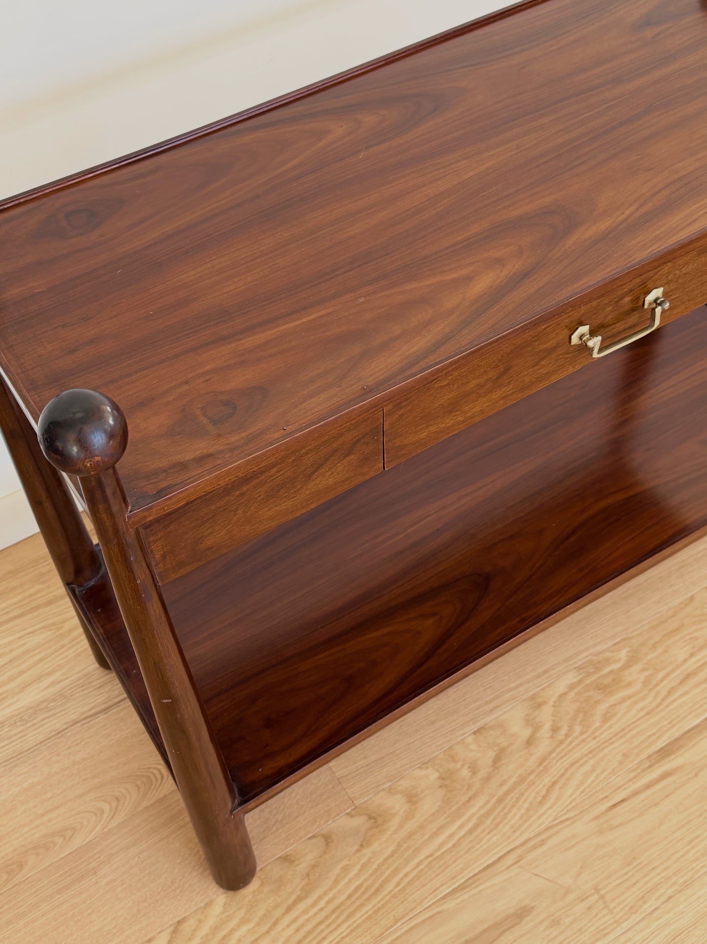 Walnut Console Table with Single Drawer