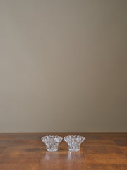 Set of Two Vintage Short Glass Candlesticks