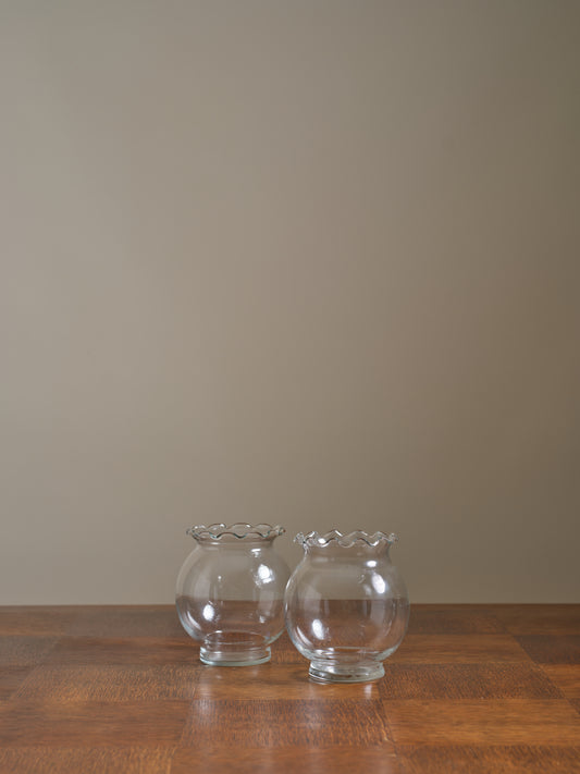 Vintage Scalloped Top Glass Vase