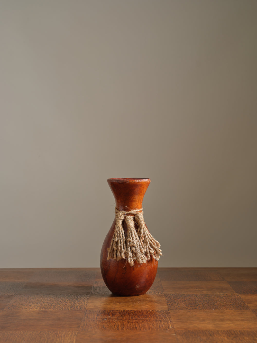 Vintage Danish Wood Vase with Tassel