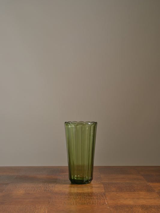 Vintage Green Scalloped Vase