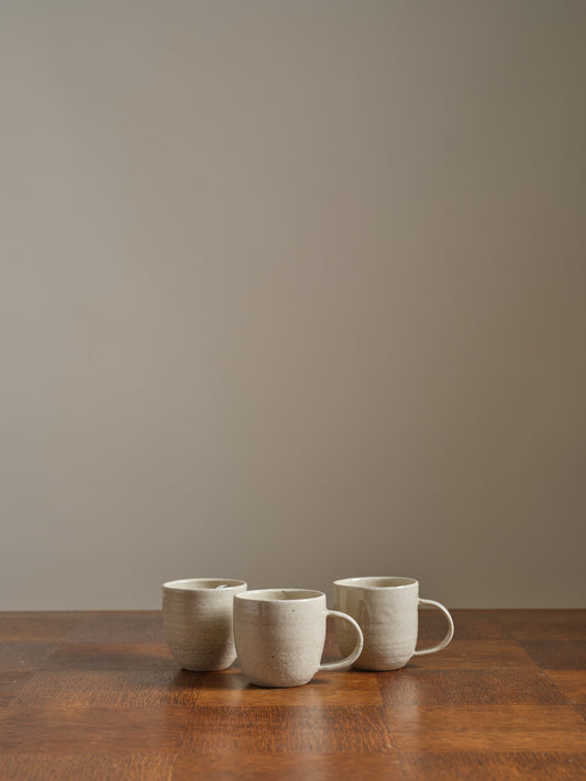 Cream Fluted Handle Ceramic Mug