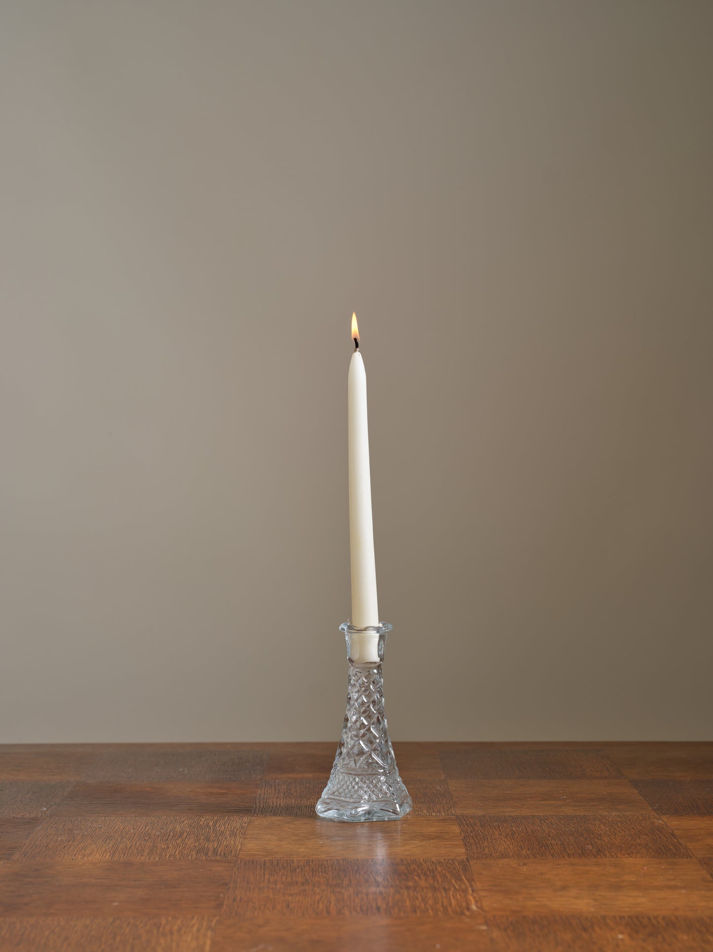 Vintage Diamond Glass Candlestick