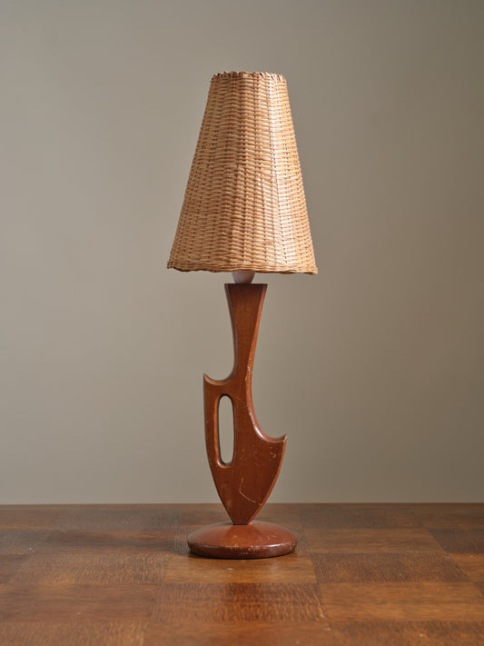 Vintage Danish Rattan Table Lamp
