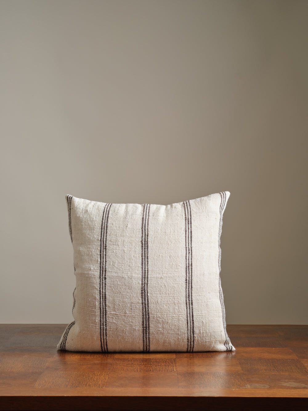 Priya Ivory and Dark Brown Indian Wool Pillow Cover “20 x 20”