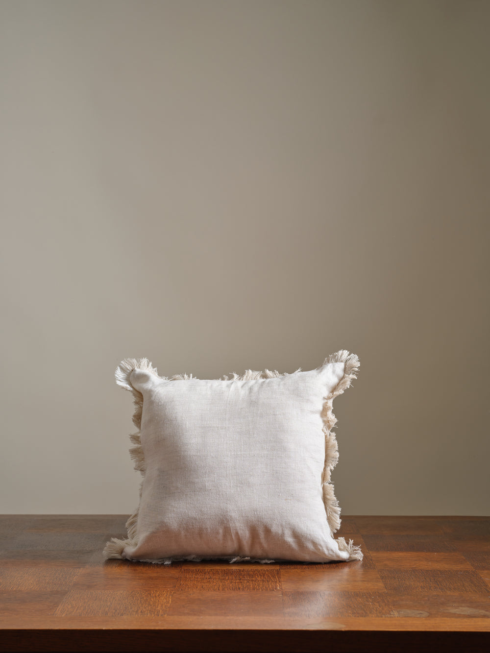 Natural Fringed Summer Linen Cushion Cover “16 x 16”