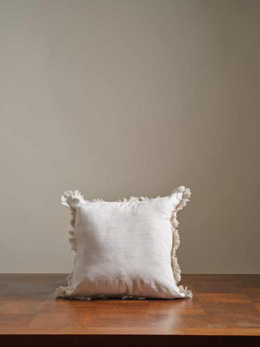 Fringed Summer Linen Cushion Cover - Natural Natural Small