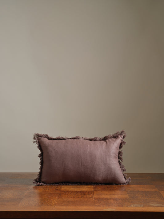Fringed Summer Linen Cushion Cover - Coco Brown Coco Brown Rectangle