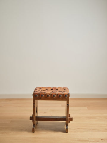 Vintage Woven Leather Stool