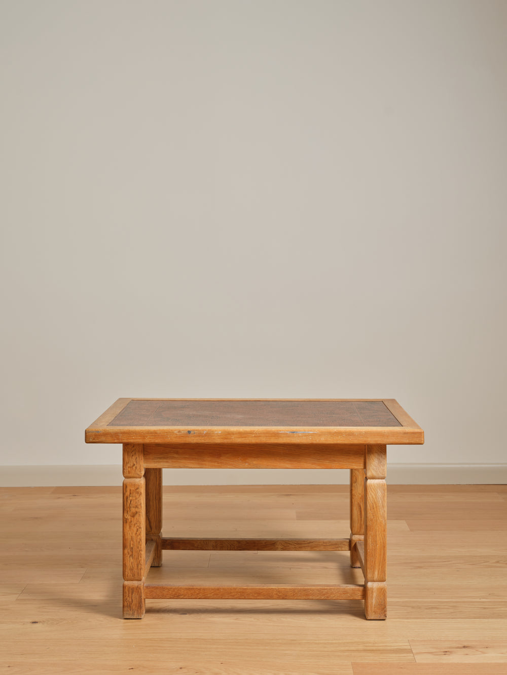 Danish Modern Oak and Copper Cocktail Table