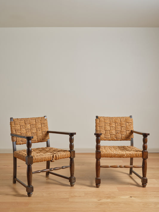Vintage Set of 2 Braided Chord Chairs