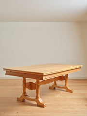 Scandinavian Modern Oak Trestle Dining Table