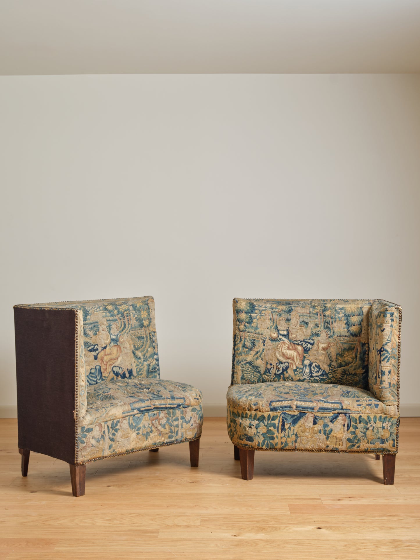 Vintage Chairs with Late 19th Century Tapestry Fabric Set of 2