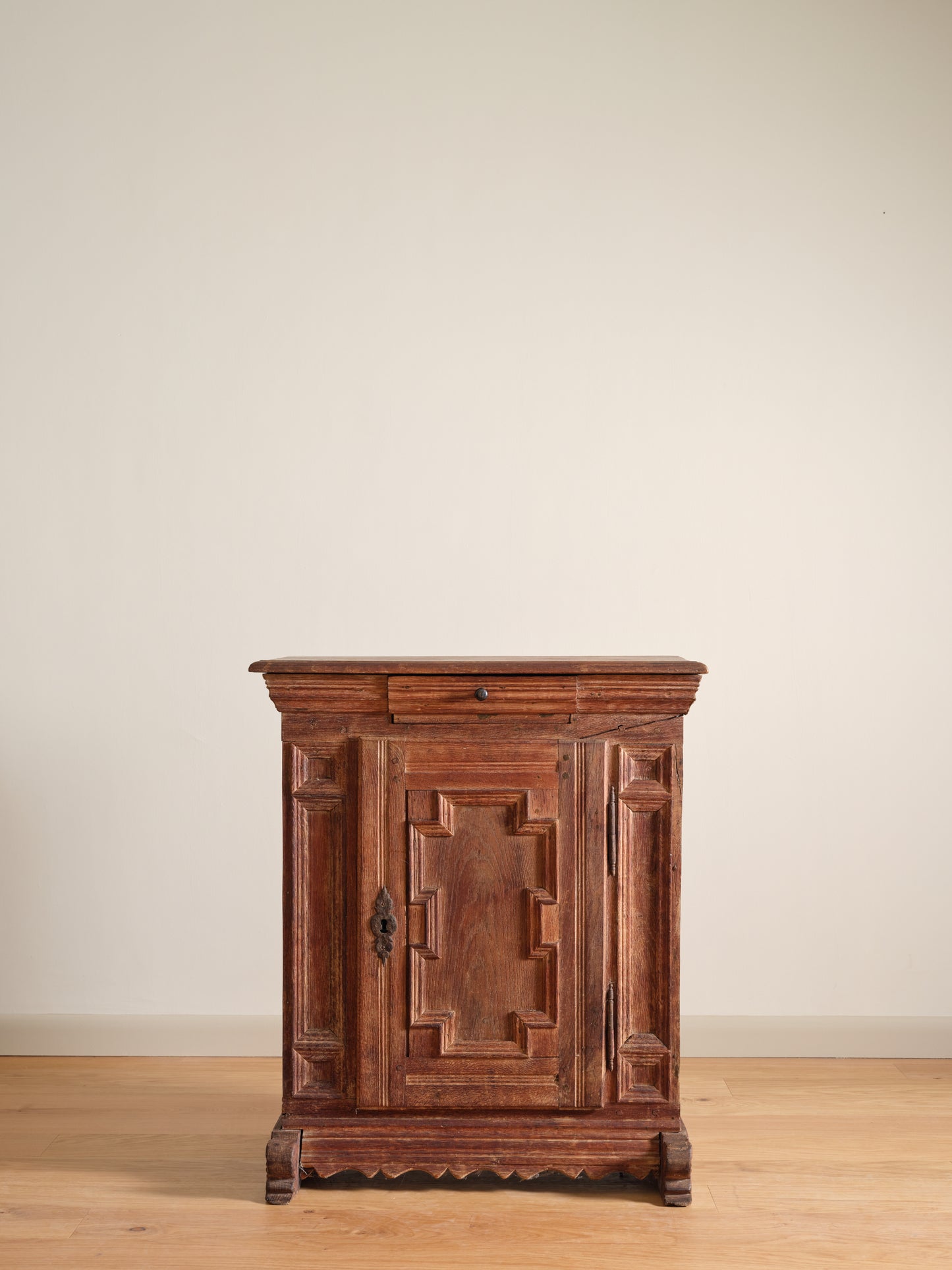 Vintage Carved Oak Side Cabinet