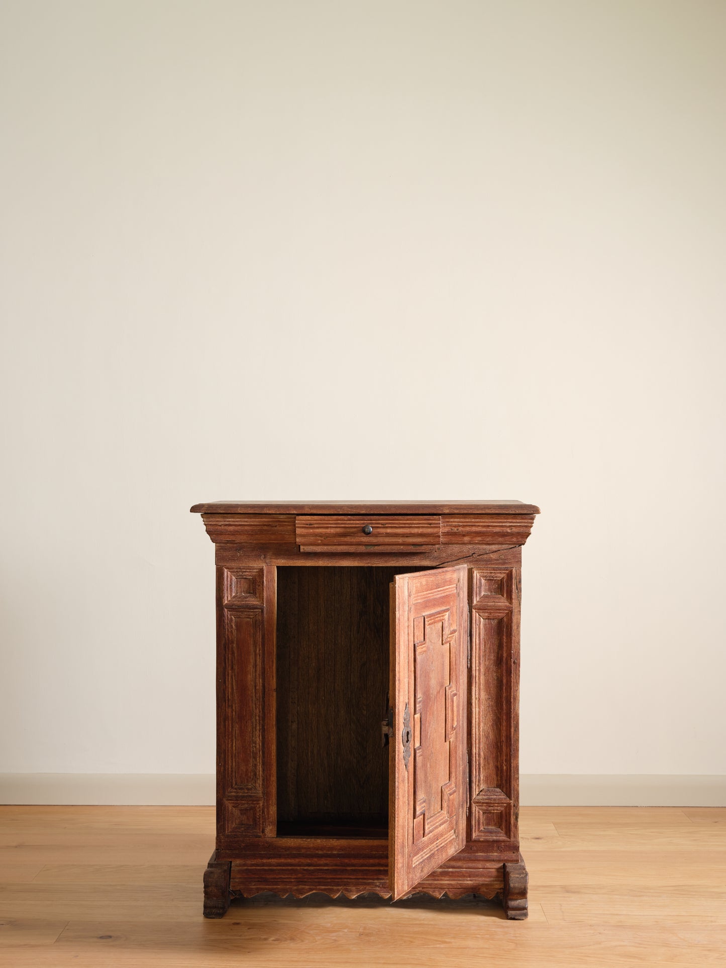 Vintage Carved Oak Side Cabinet