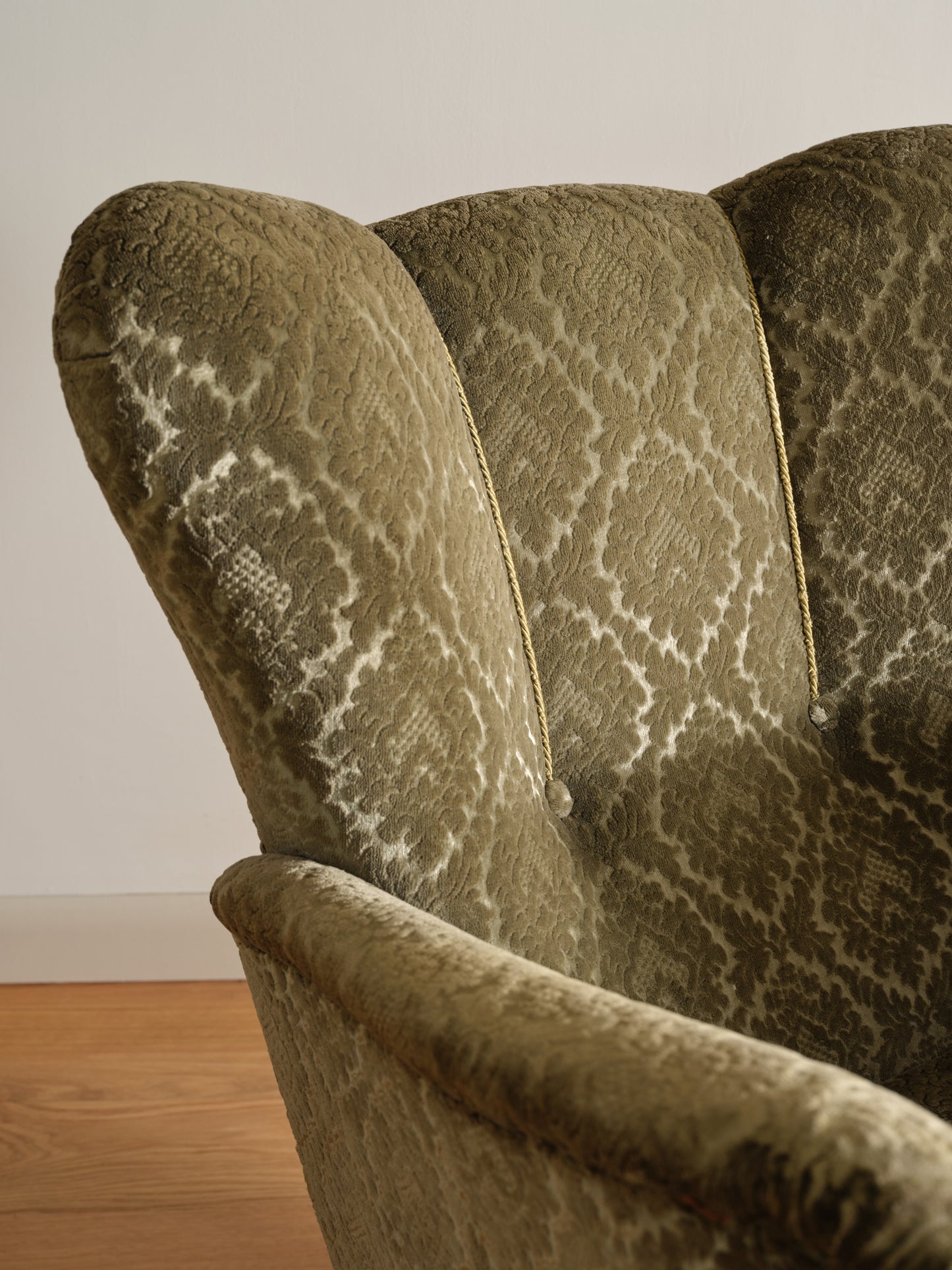 Pair of Swedish Mohair Wingback Lounge Chairs c. 1930s