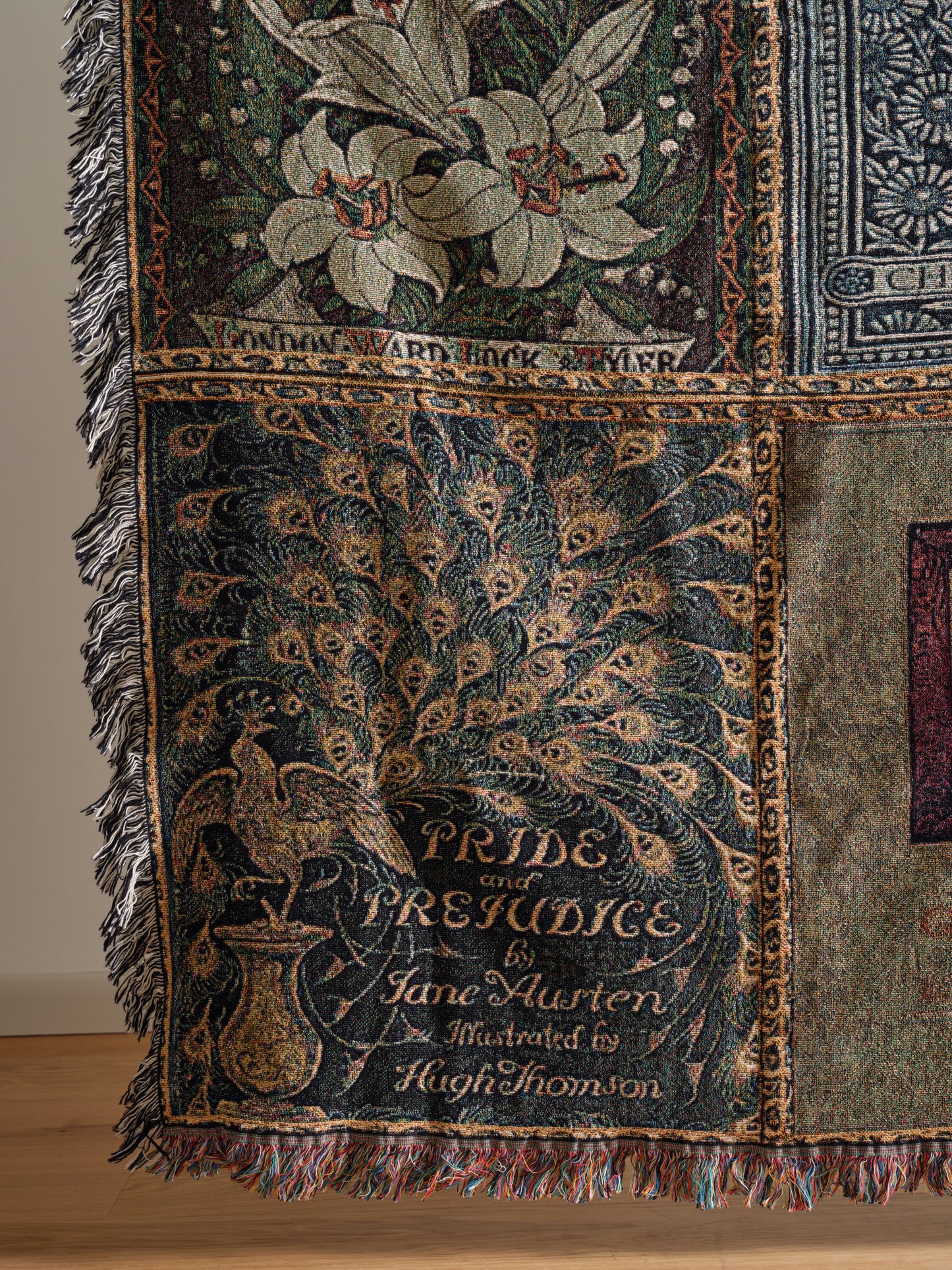Vintage Style Book Cover Woven Blanket