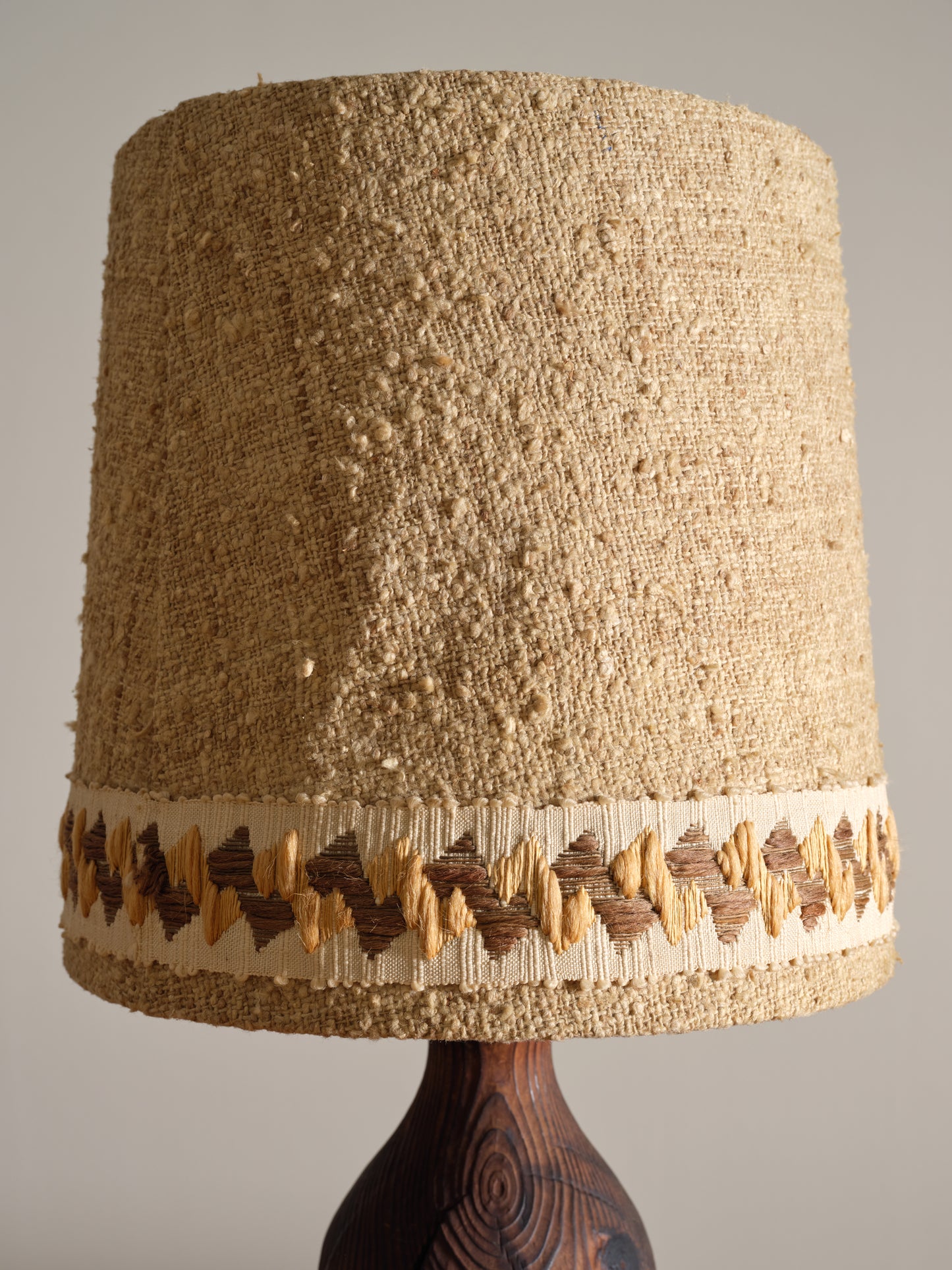 Vintage MCM Wood and Linen Table Lamp