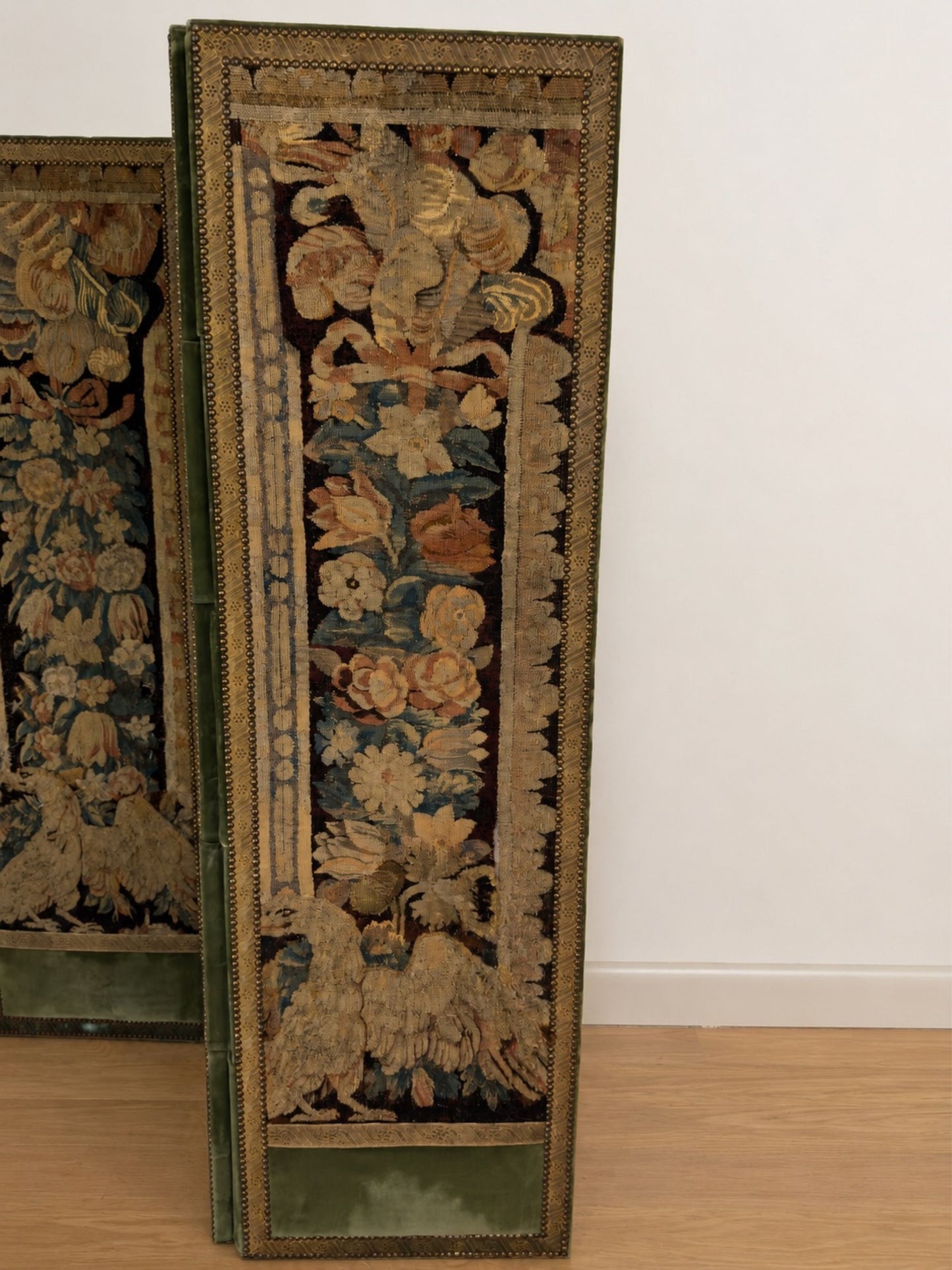 Antique French Three-Panel Folding Screen with Flemish Tapestry