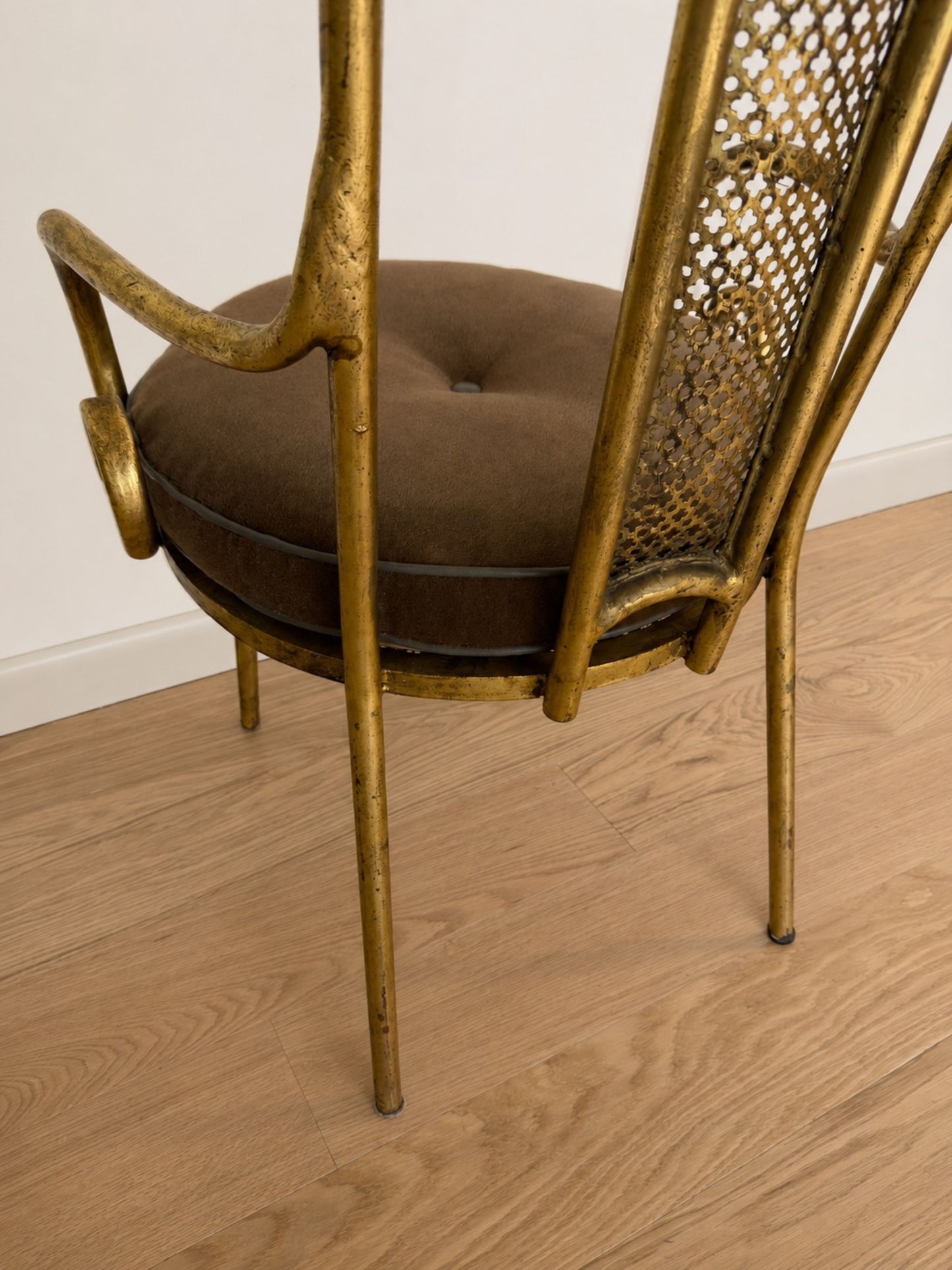 Vintage Italian Brass High-Back Chiavari Vanity Chair