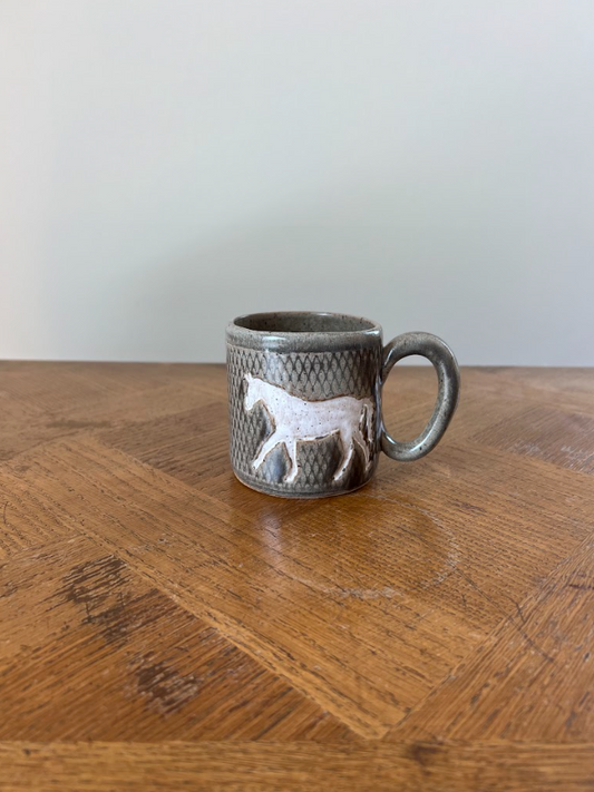 White Horse Design Handmade in Ohio, Ceramic Gray 10 oz Mug